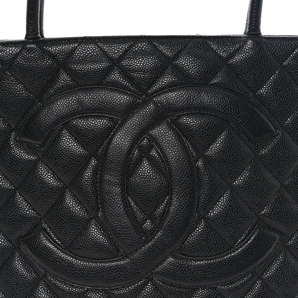 Caviar Quilted Medallion Tote Black