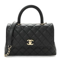 Caviar Quilted Mini Coco Handle Flap Black