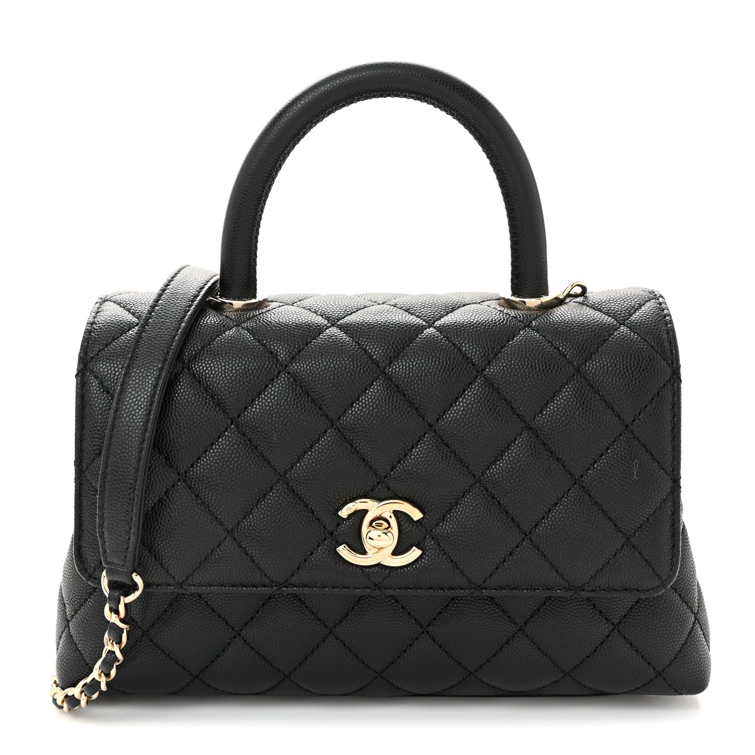 Caviar Quilted Mini Coco Handle Flap Black