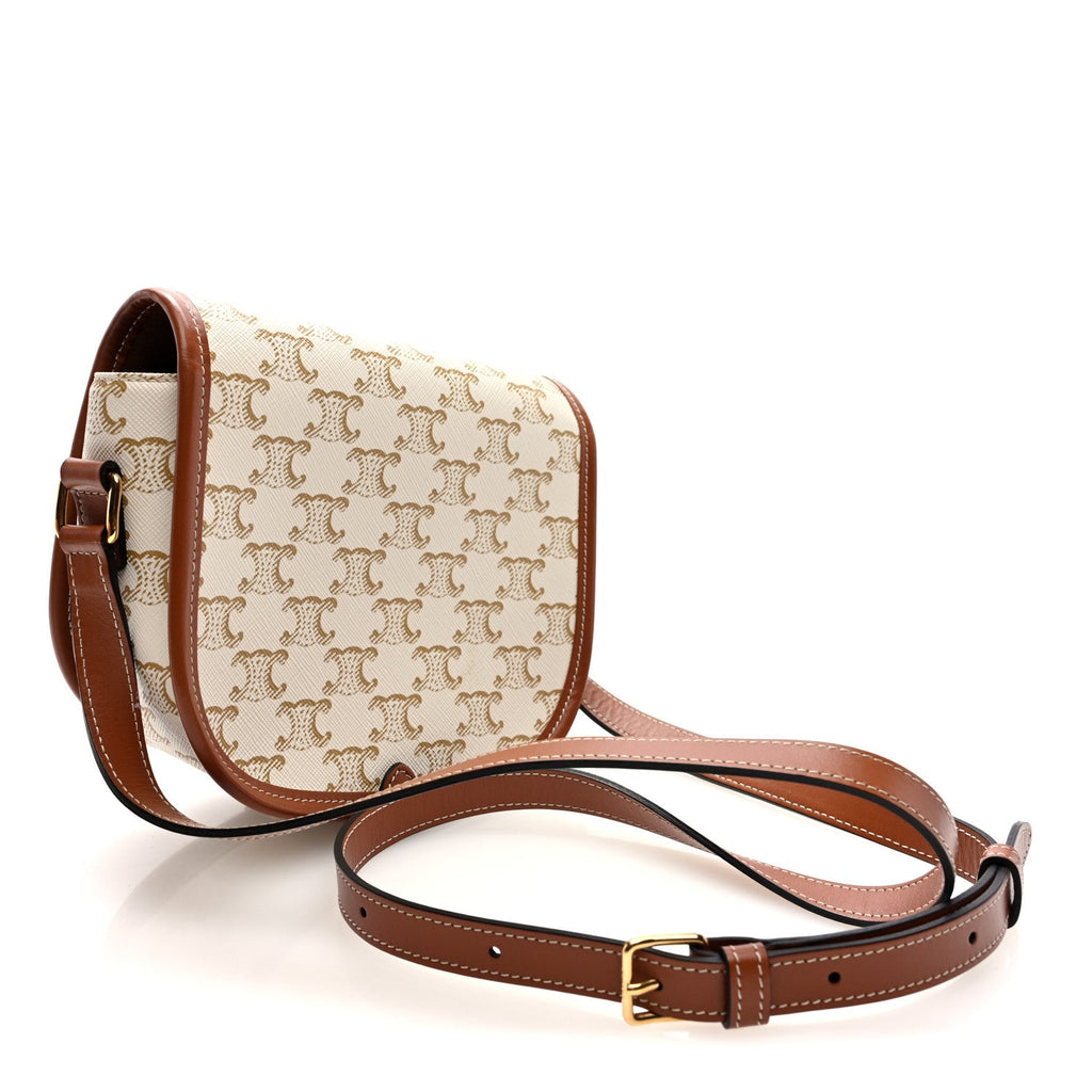 Triomphe Canvas Medium Folco Bag White