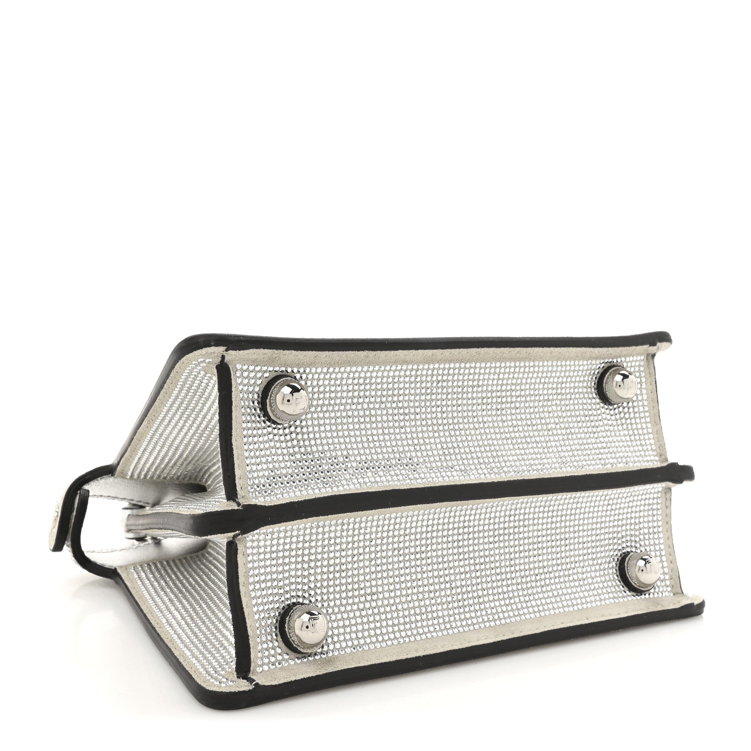 Crystal Vitello Laminato FF Petite Peekaboo I SEE U Satchel Crystal Argento