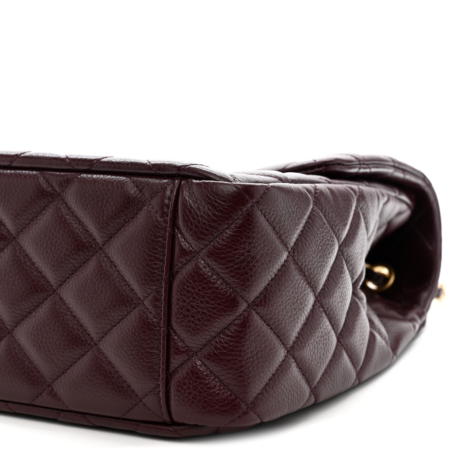 Grained Calfskin Quilted XXL Travel Flap Bag Burgundy