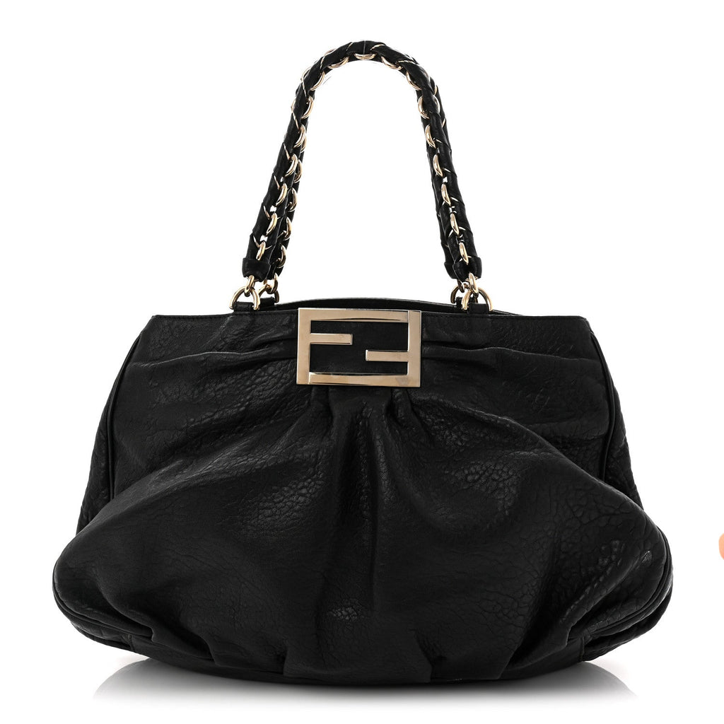 Crinkled Lambskin Mia Tote Black