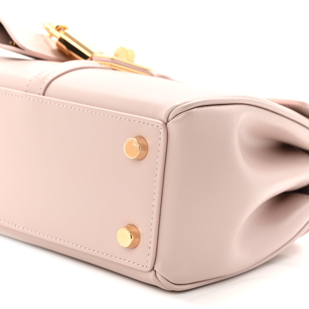 Satinated Calfskin Mini 16 Top Handle Bag Bleached Pink