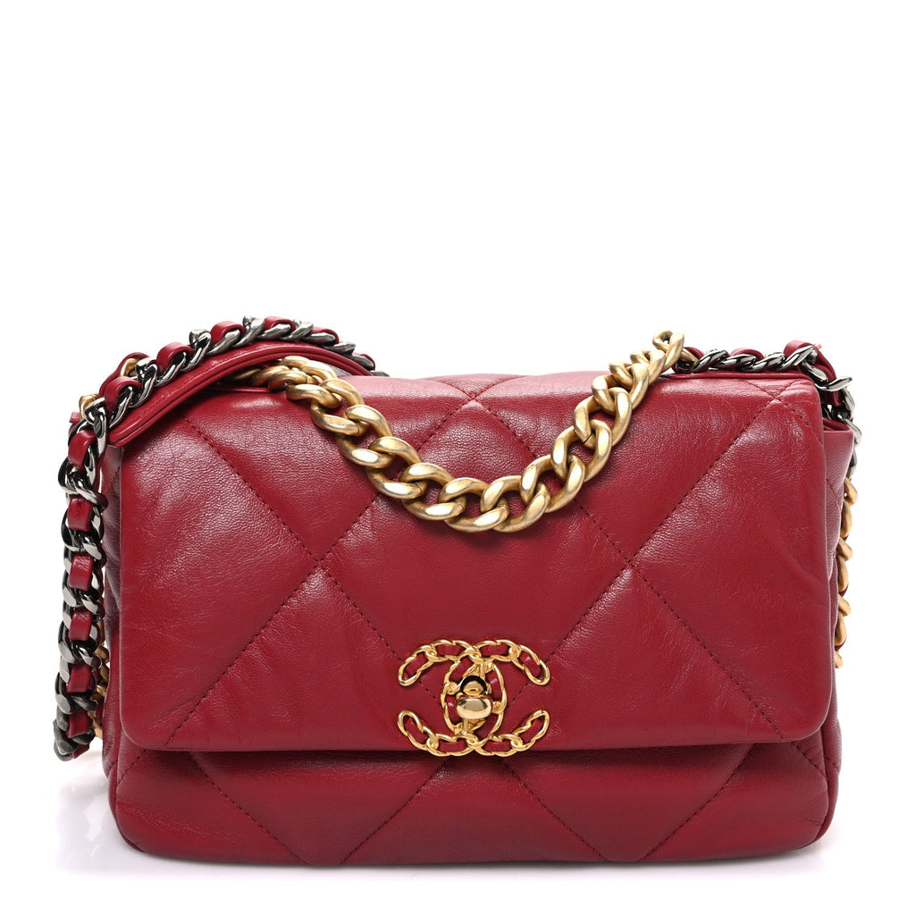 Goatskin Quilted Medium Chanel 19 Flap Red