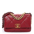 Goatskin Quilted Medium Chanel 19 Flap Red