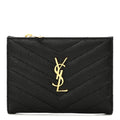 Grain De Poudre Matelasse Chevron Monogram Zipped Two-Part Wallet Black