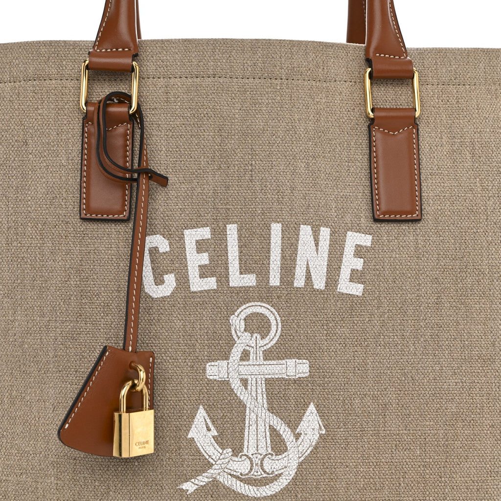 Canvas Calfskin Paris Horizontal Cabas Tan