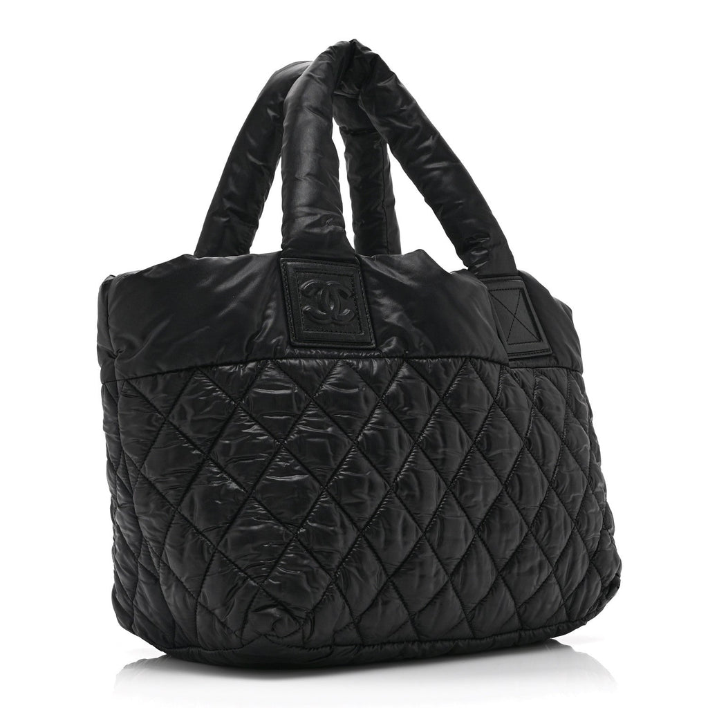 Nylon Quilted Small Coco Cocoon Tote Black