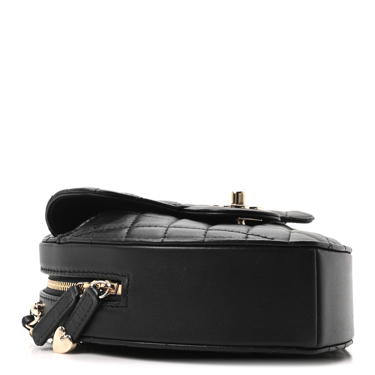 Lambskin Quilted Large CC In Love Heart Bag Black
