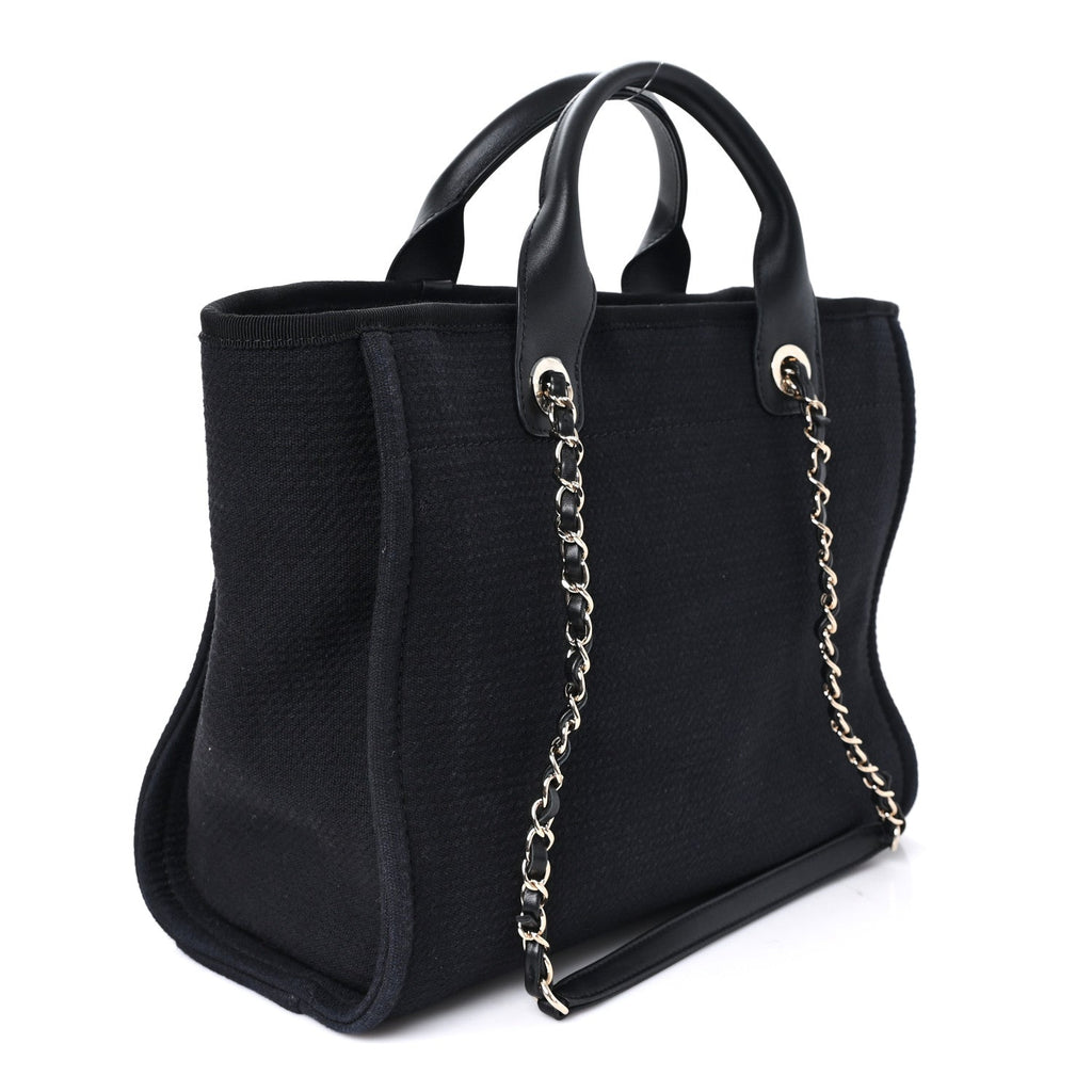 Mixed Fibers Calfskin Small Deauville Tote Black