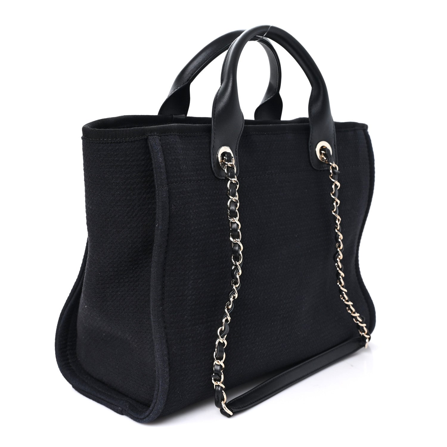 Mixed Fibers Calfskin Small Deauville Tote Black