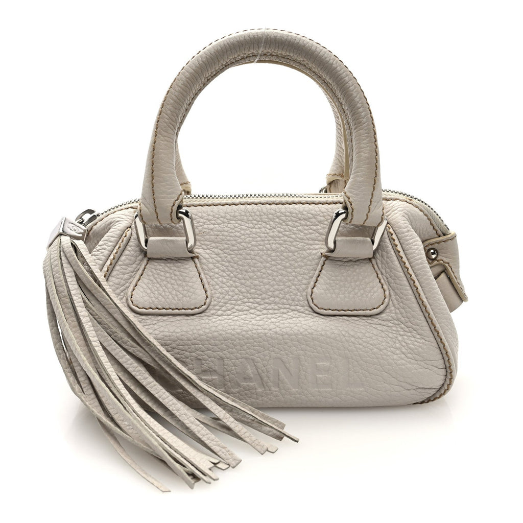 Calfskin Lax CC Small Bowler Bag White