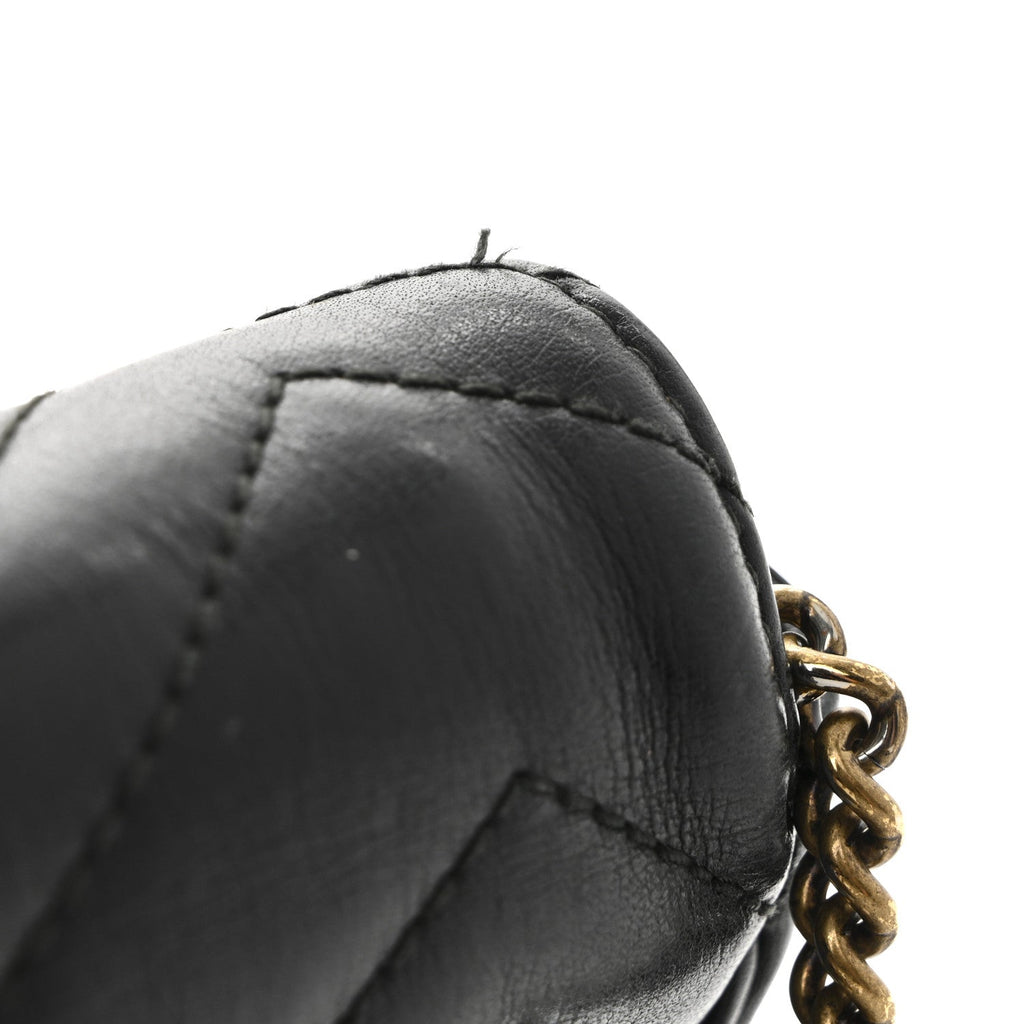 Calfskin Matelasse Super Mini GG Marmont Shoulder Bag Black