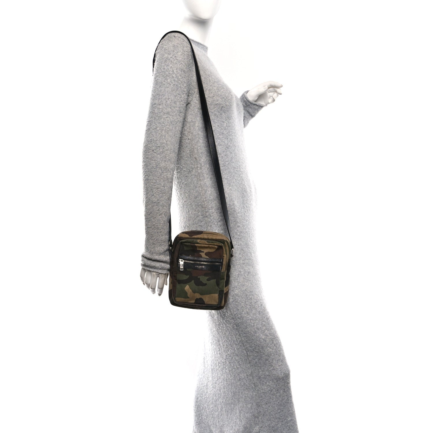 Canvas Calfskin Camouflage Sid Messenger Bag Green