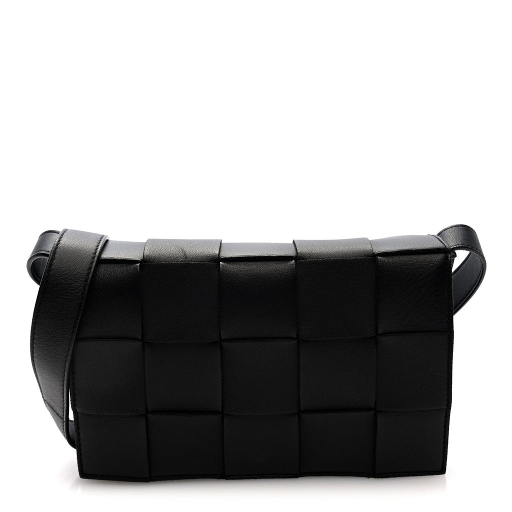 Lambskin Maxi Intreccio Small Cassette Crossbody Bag Black
