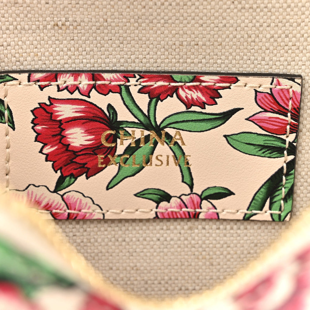 Calfskin Matelasse Diagonal Brit Roses Print Mini Interlocking G Heart Shoulder Bag  White Multicolor