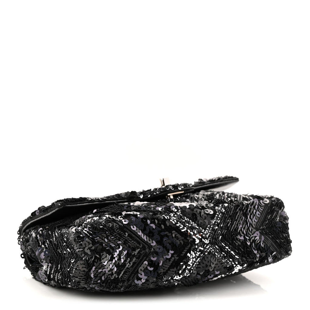 Sequins Chevron Mini Rectangular Flap Black