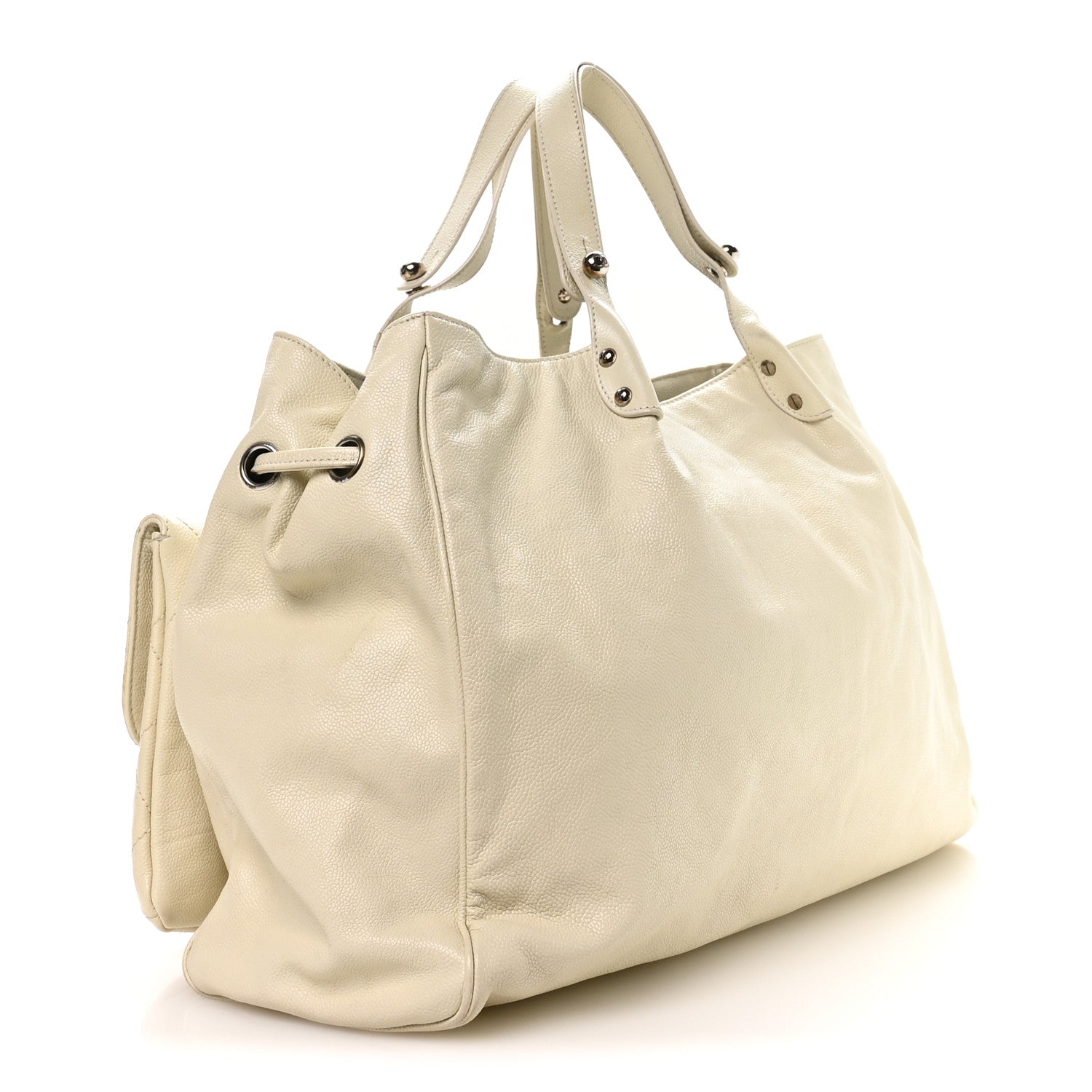 Glazed Caviar Reissue Double Pocket In the City Tote White