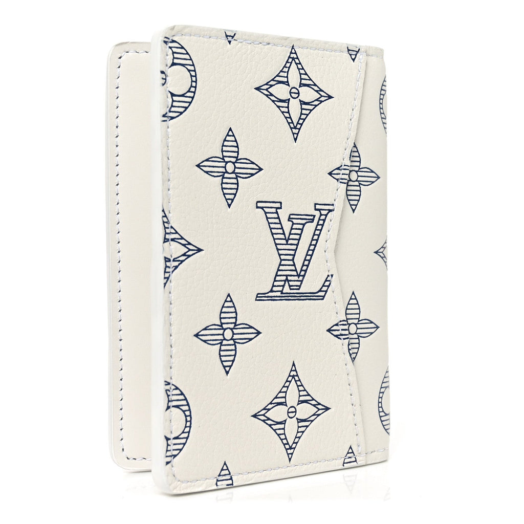 Calfskin Monogram Shadow Pocket Organizer NM White Navy