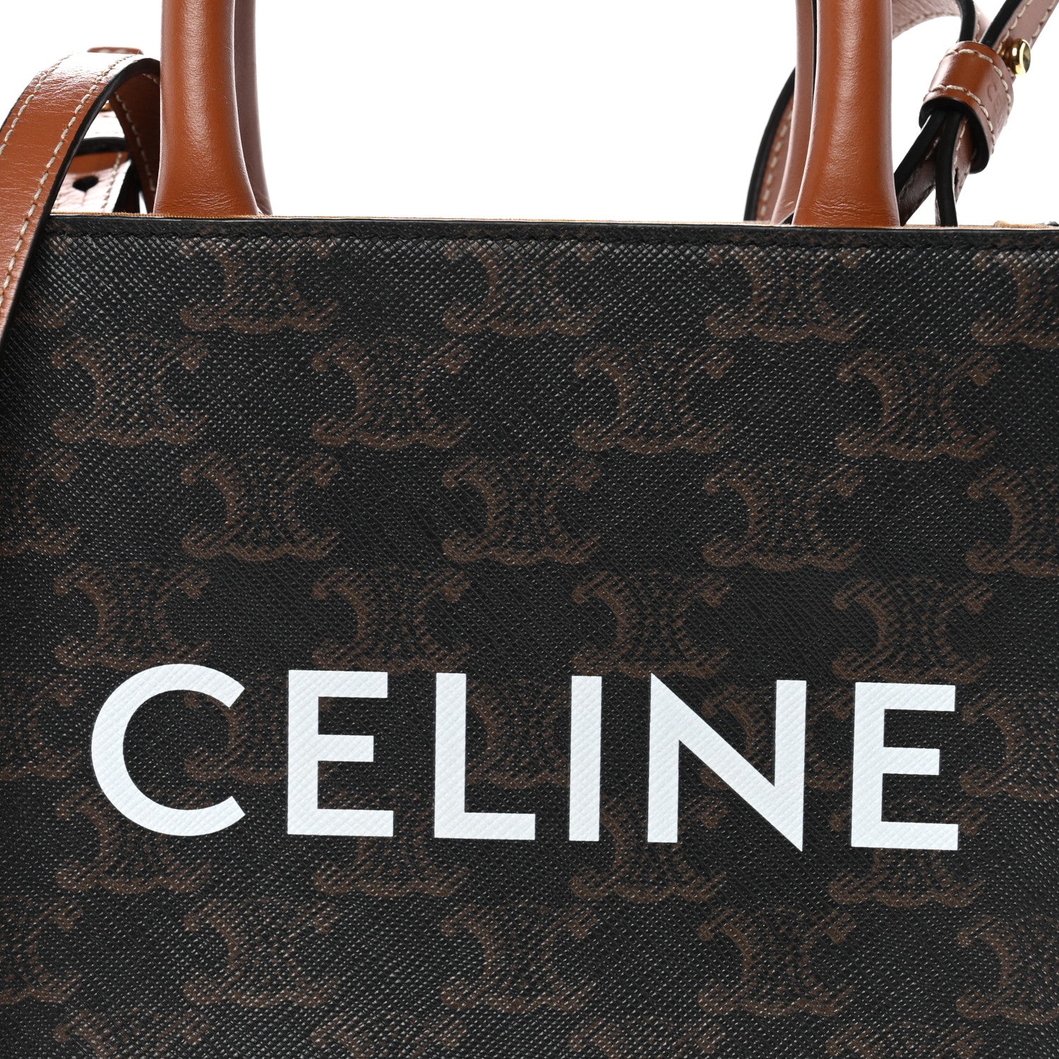 Triomphe Canvas Calfskin Mini Vertical Cabas Tan