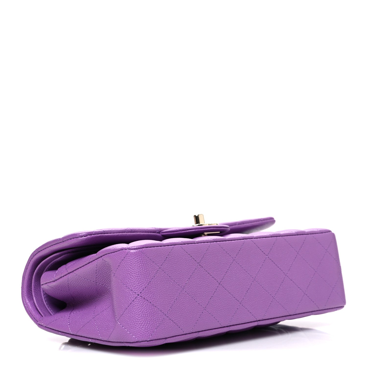 Caviar Quilted Small Double Flap Purple