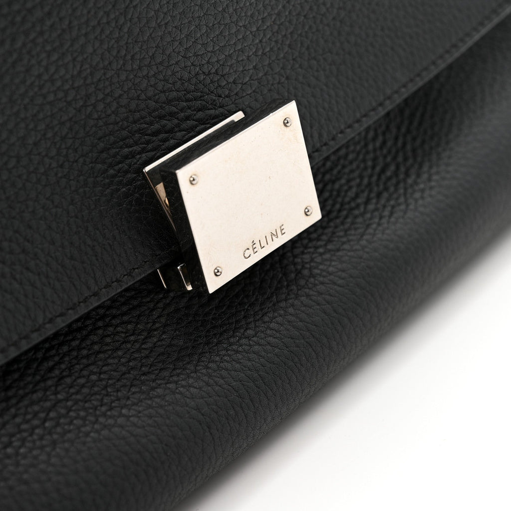Drummed Calfskin Suede Medium Trapeze Black