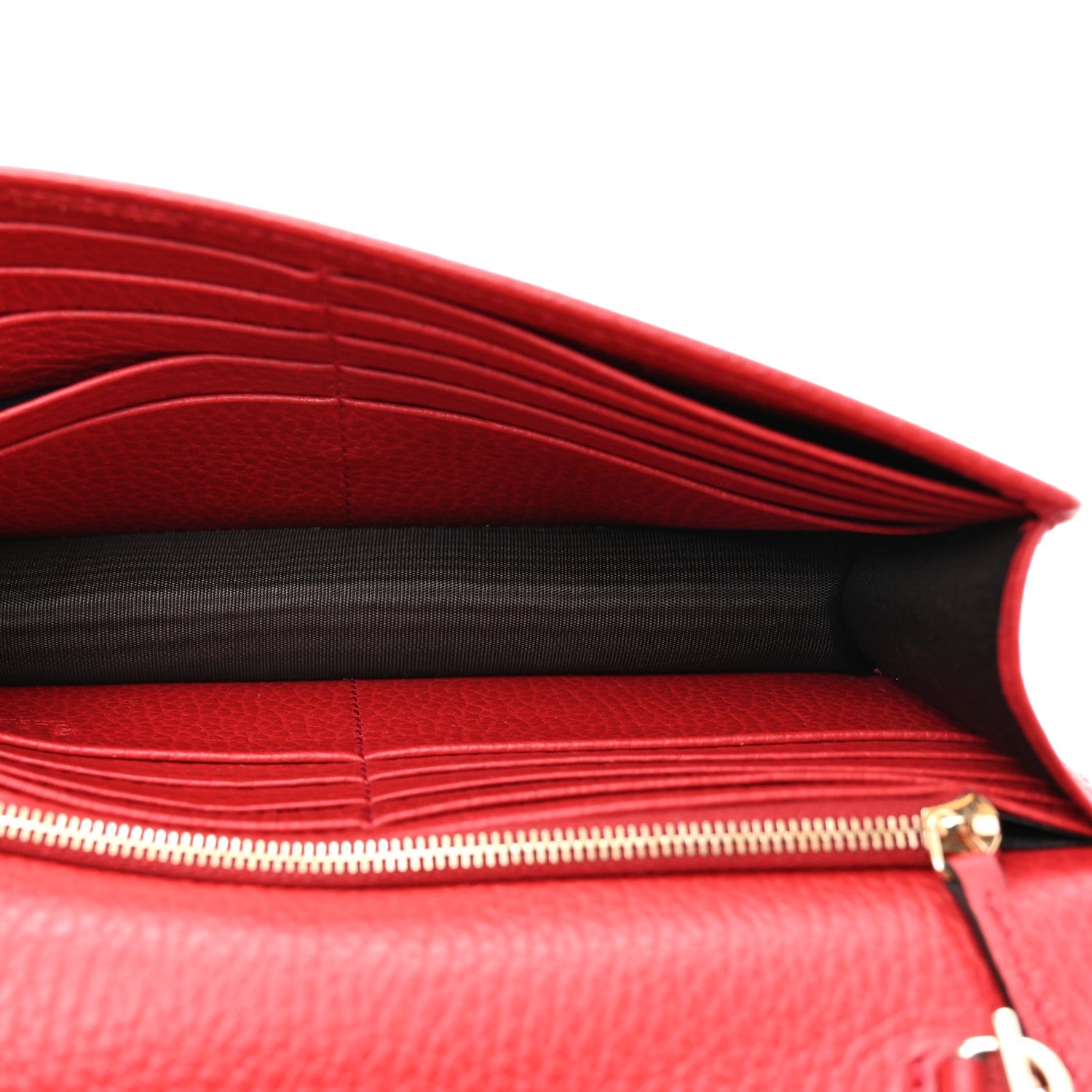 Dollar Calfskin Interlocking G Chain Wallet Red