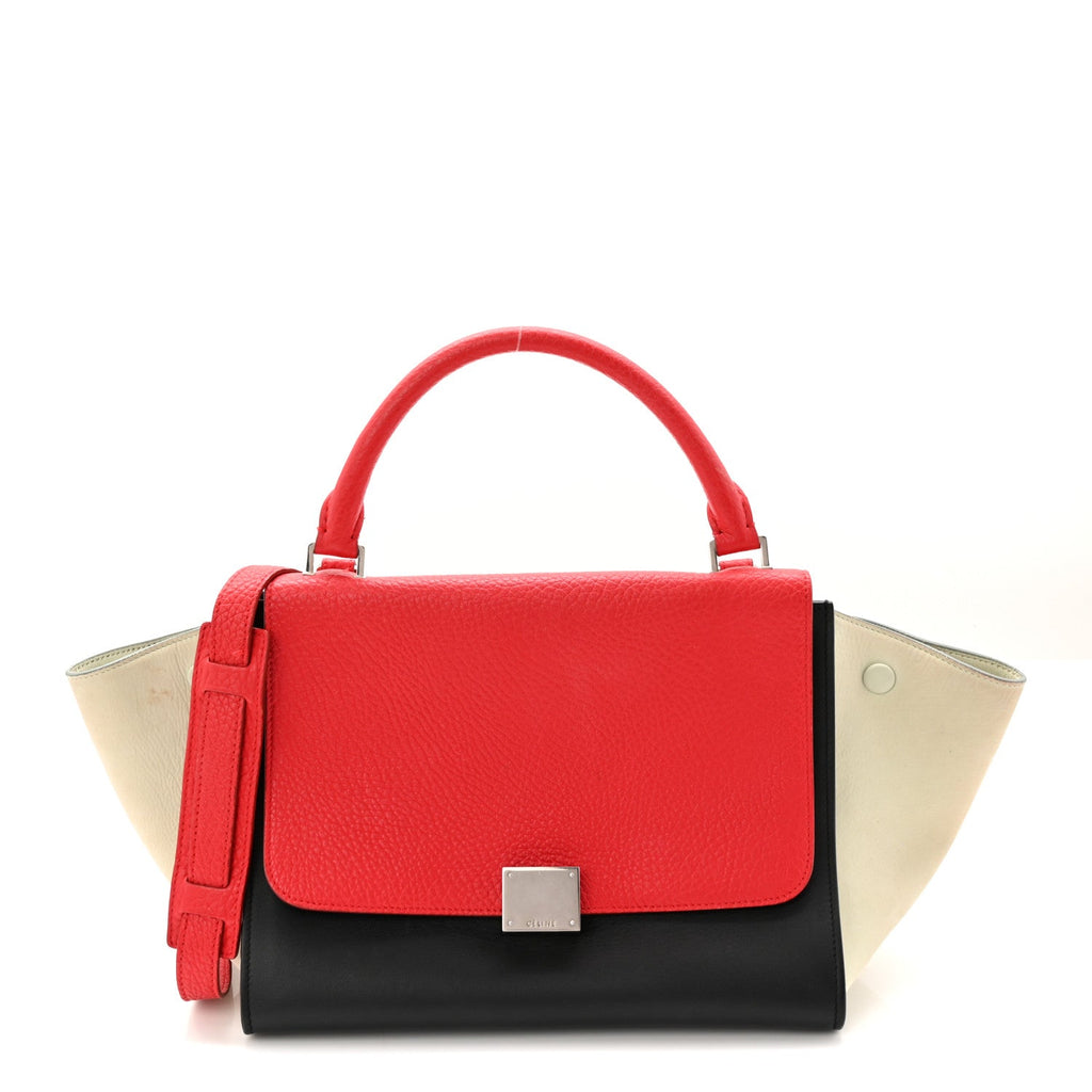Bullhide Calfskin Nubuck Small Tri-Color Trapeze Bright Red