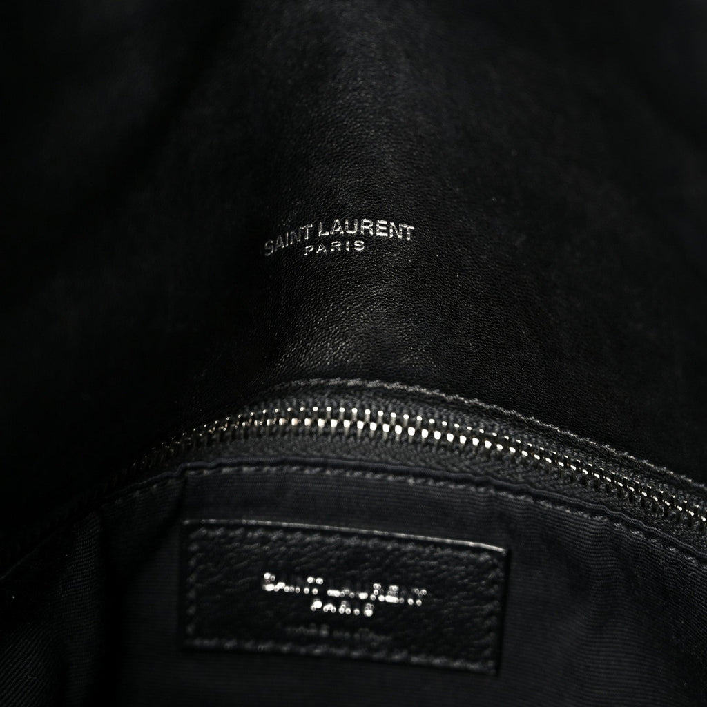 Lambskin Quilted Medium Loulou Puffer Monogram Chain Satchel Black