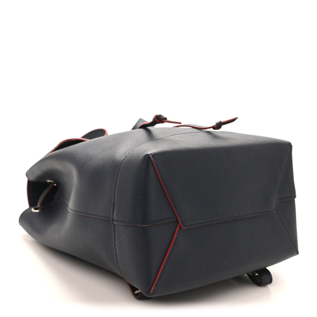 Soft Calfskin Lockme Backpack Marine Rouge
