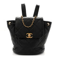 Lambskin Quilted Logo Mini Backpack Black