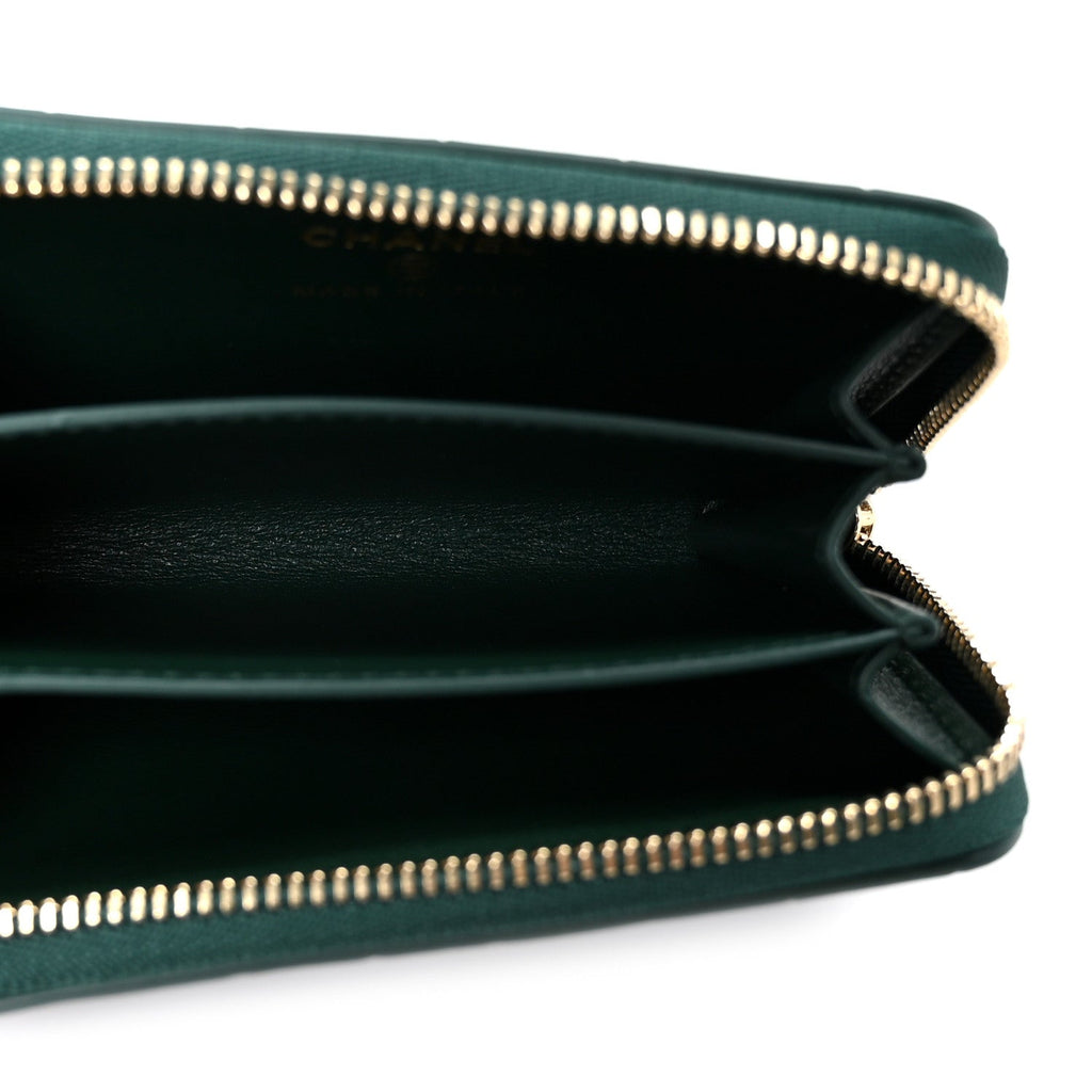 Calfskin Crocodile Embossed Crococo Zip Coin Purse Emerald