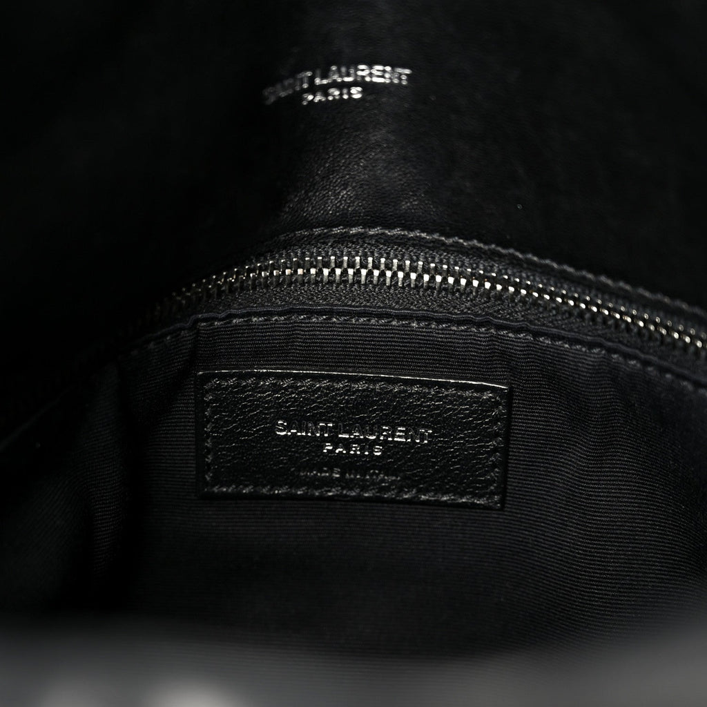 Lambskin Quilted Medium Loulou Puffer Monogram Chain Satchel Black