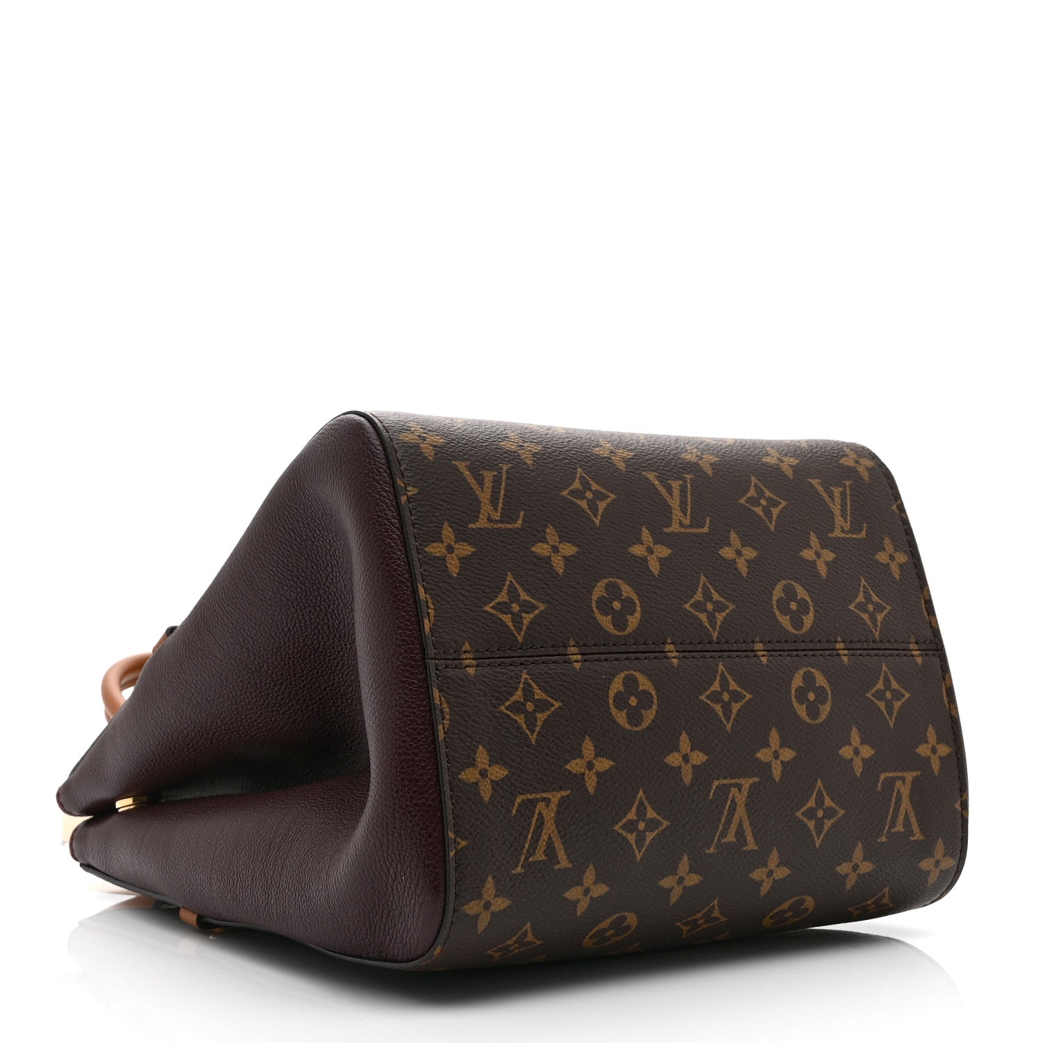 Calfskin Monogram Fold Tote MM Black Wine Cream