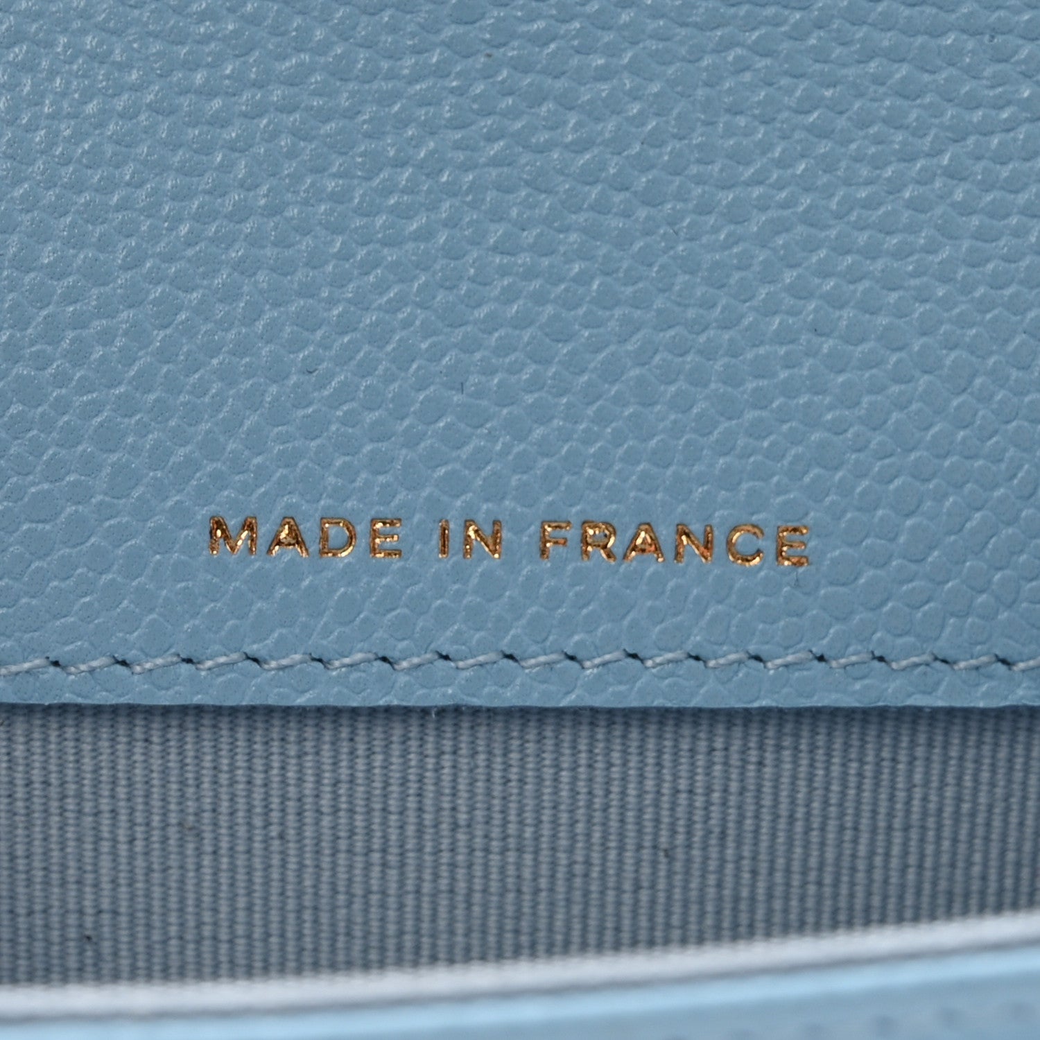 Caviar Quilted Flap  Holder Wallet Light Blue
