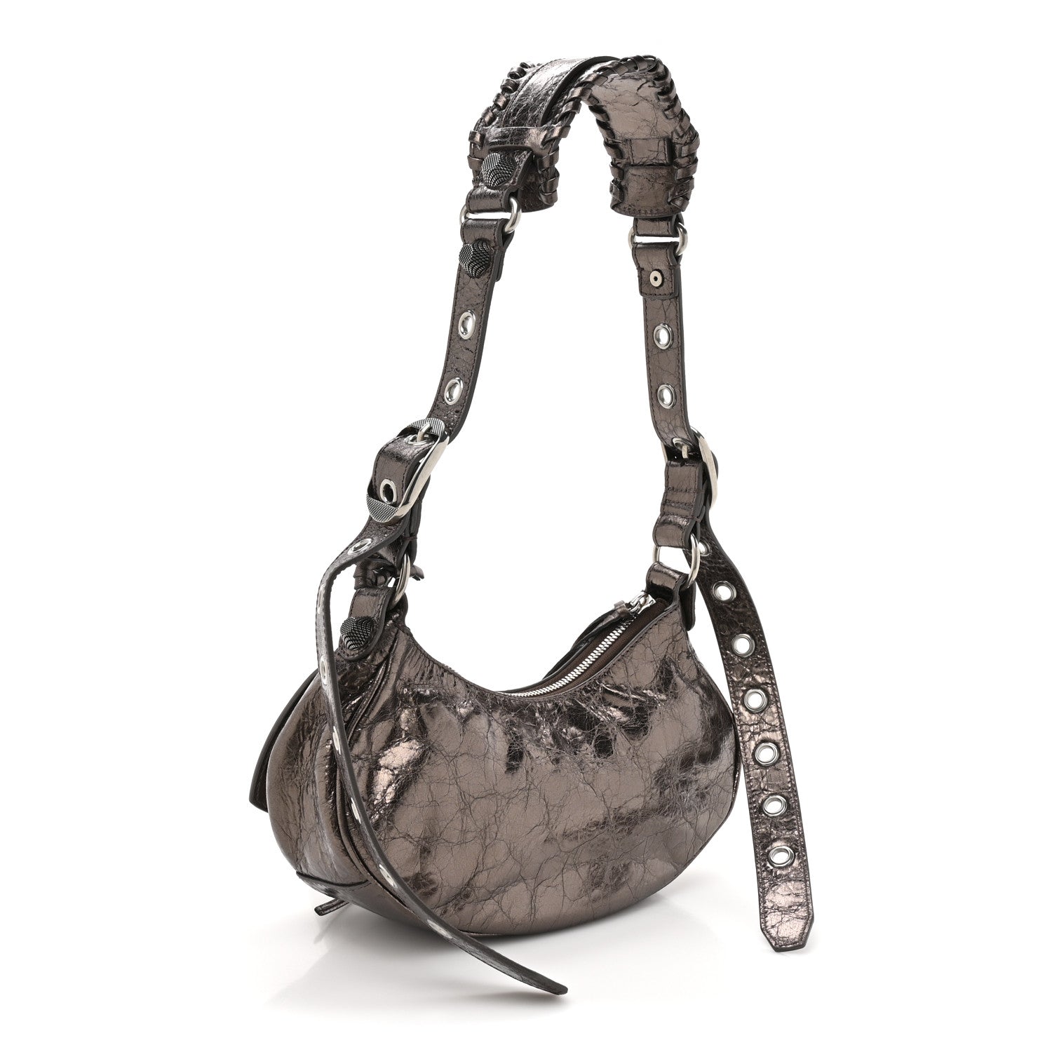 Metallic Agneau Arena Le Cagole Shoulder Bag XS Dark Bronze