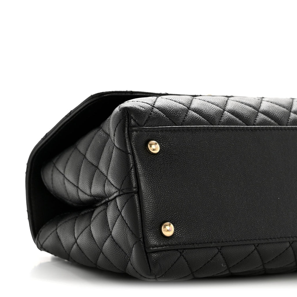 Caviar Quilted Small Coco Handle Flap Black