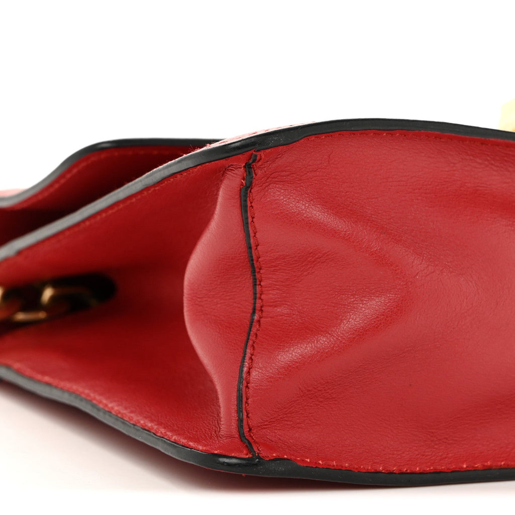 Saffiano Turn Lock Chain Shoulder Bag Fuoco
