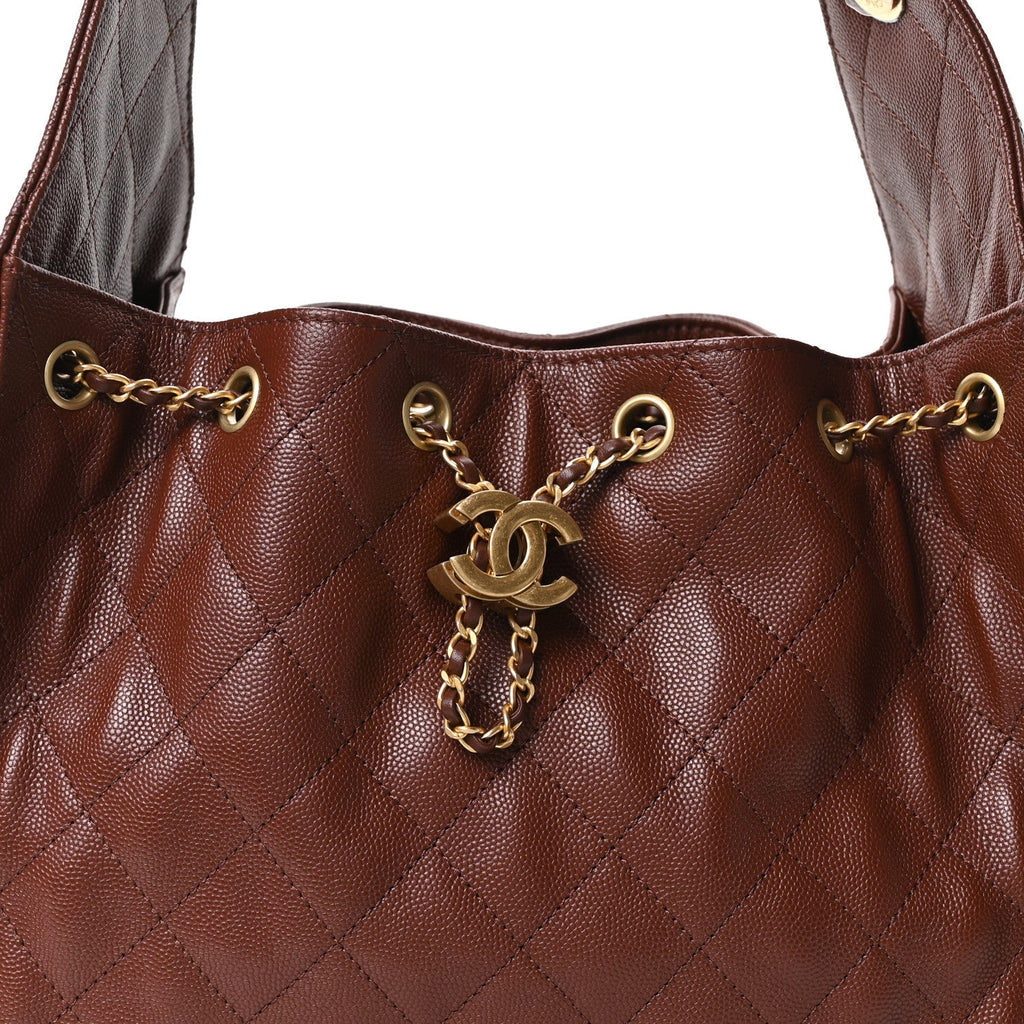 Caviar Quilted Small Chanel 25 Handbag Brown