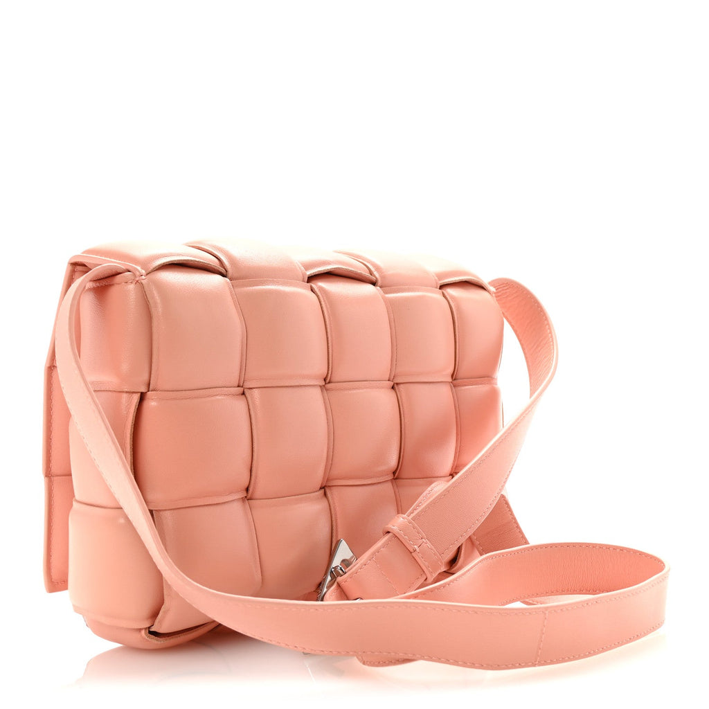 Nappa Maxi Intreccio Padded Cassette Crossbody Bag Peachy