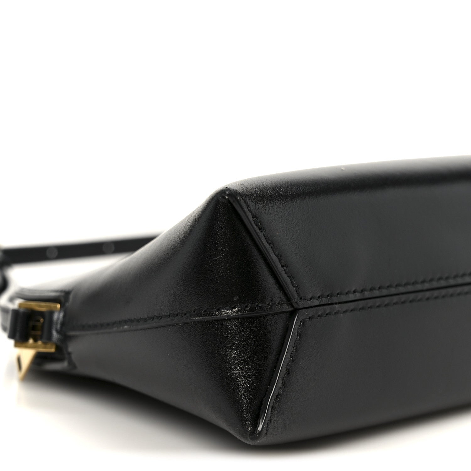 Shiny Calfskin Pouch On Strap Black