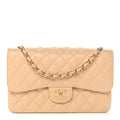 Caviar Quilted Jumbo Double Flap Light Beige