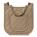 Calfskin Quilted Small Hobo Beige