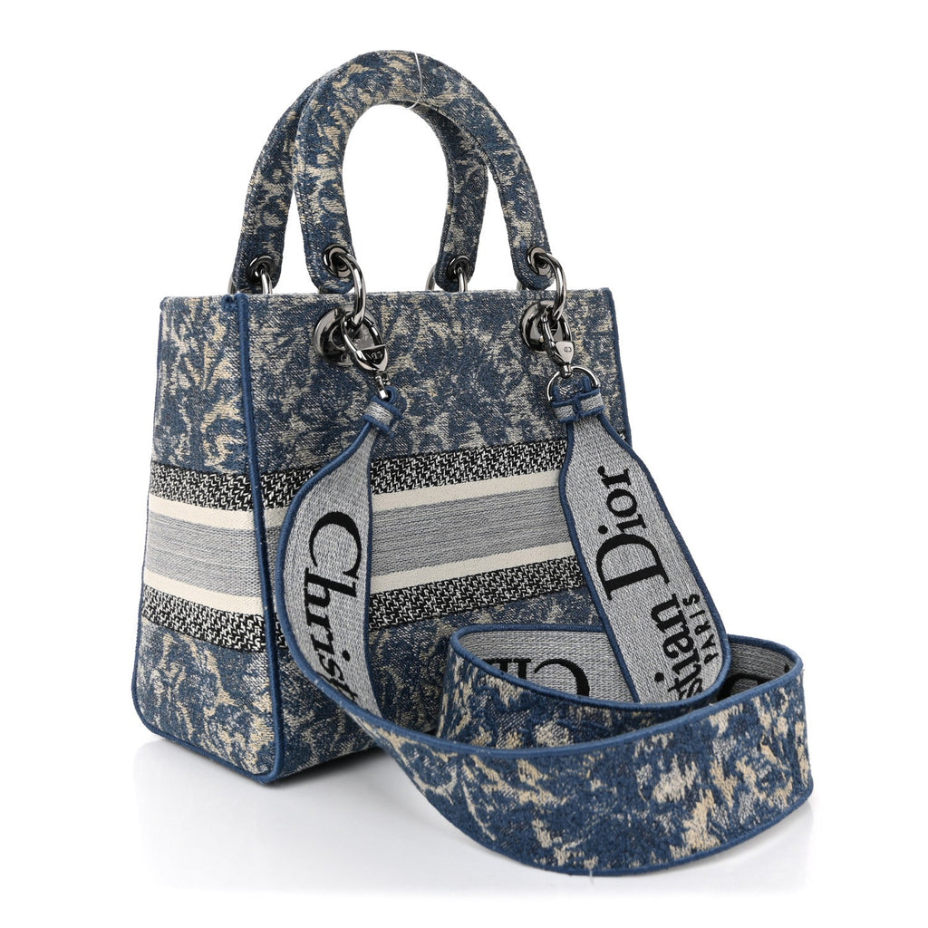 Canvas Embroidered Brocart Medium Lady D-Lite Blue