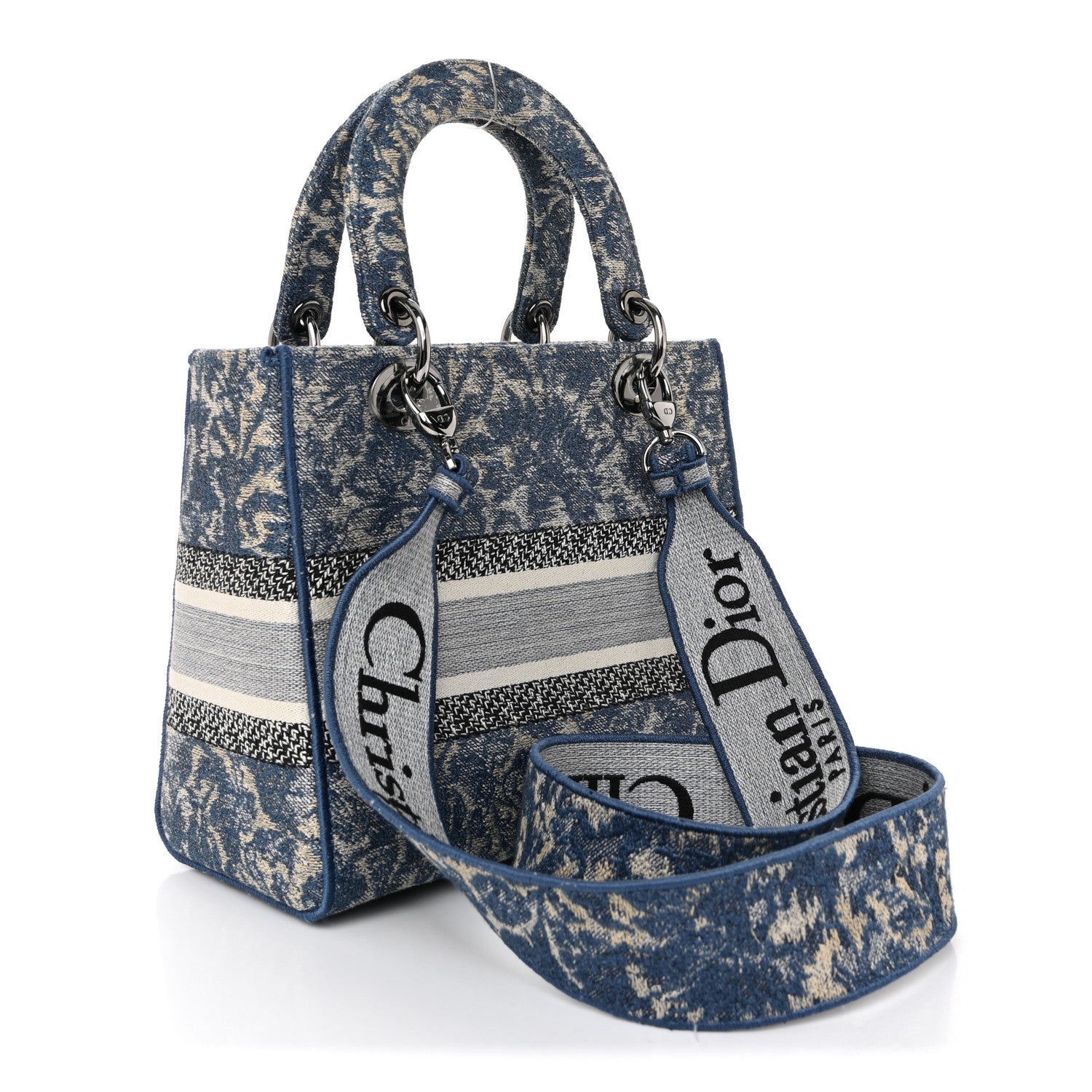 Canvas Embroidered Brocart Medium Lady D-Lite Blue