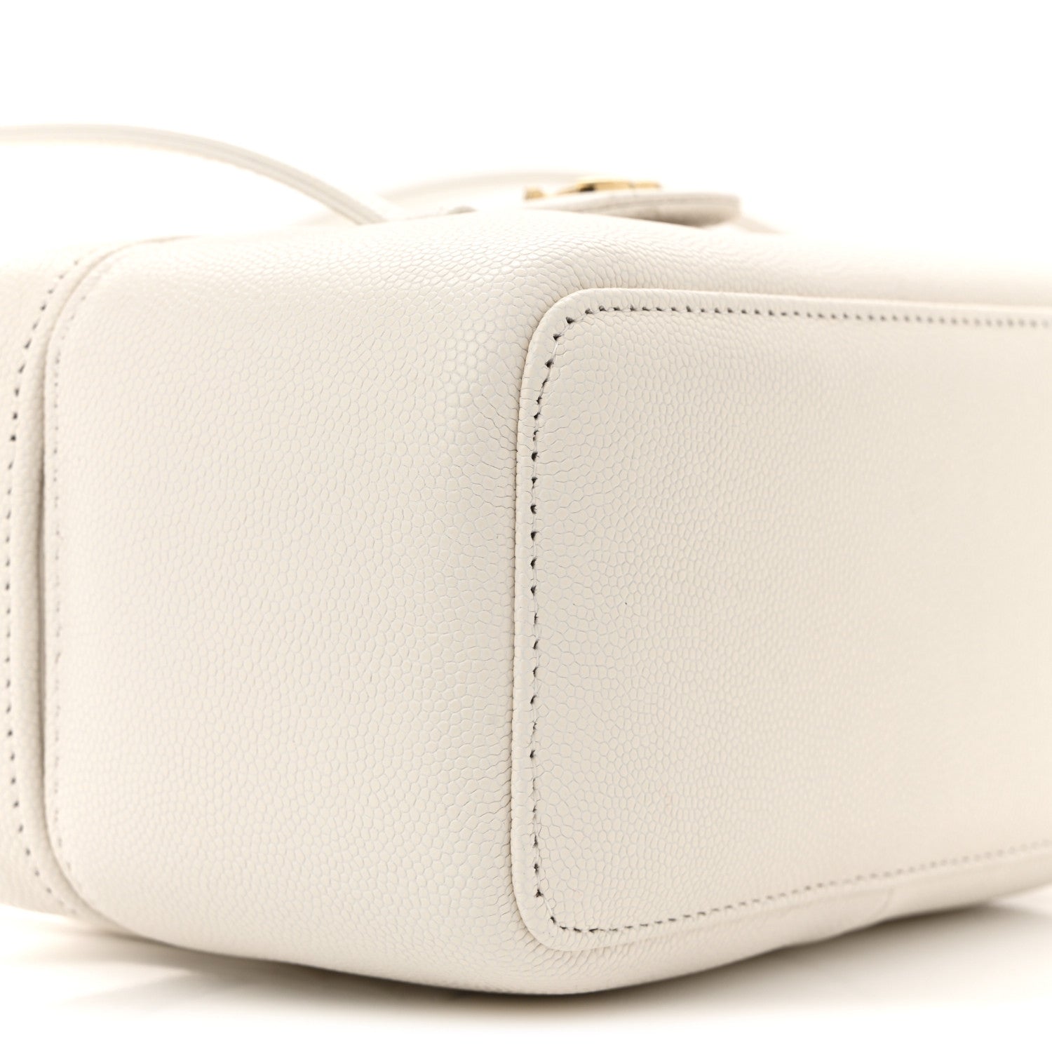 Shiny Caviar Preppy Coco Long Vanity With Strap White