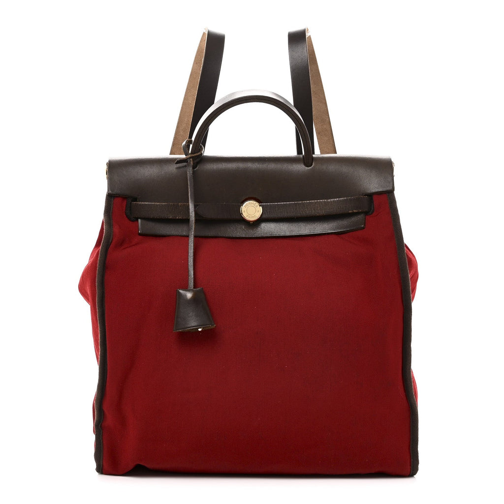 Toile Vache Calfskin Herbag 30 PM Backpack Orange Red