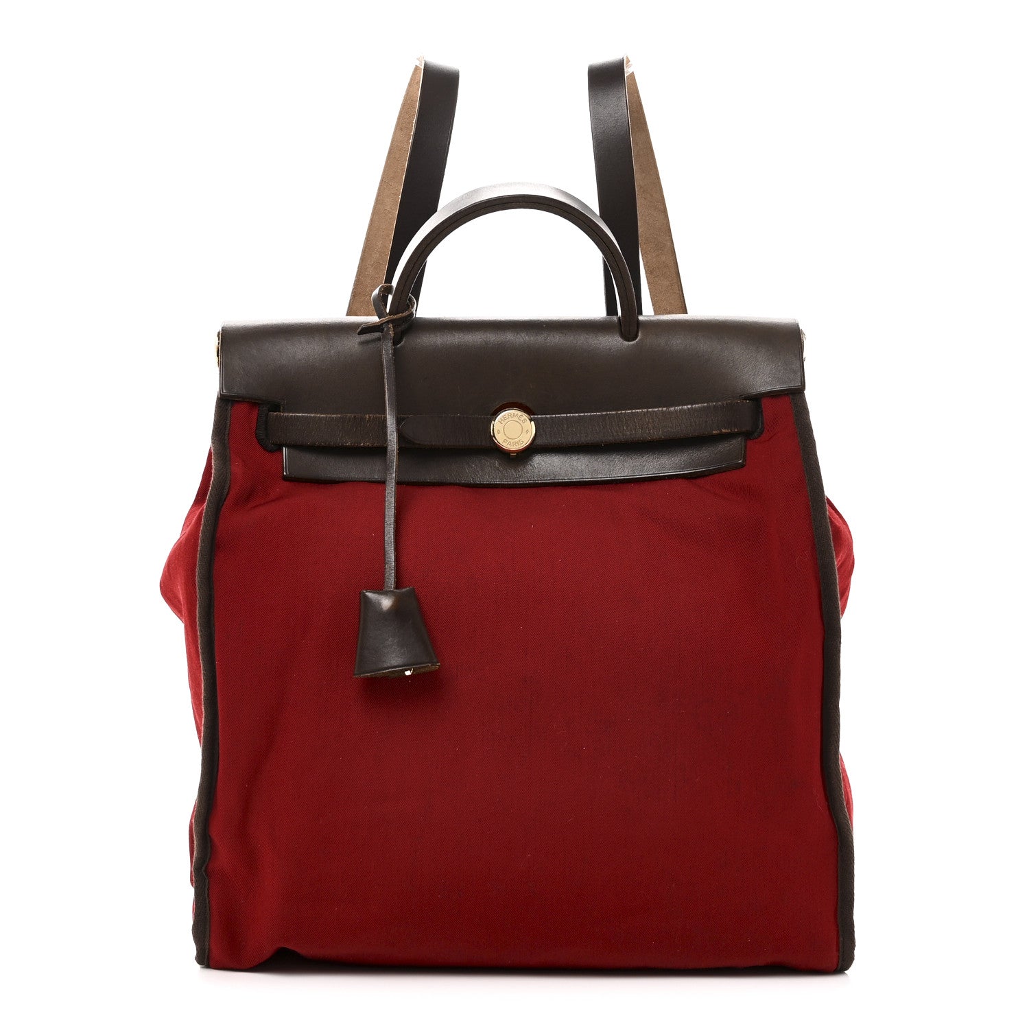 Toile Vache Calfskin Herbag 30 PM Backpack Orange Red