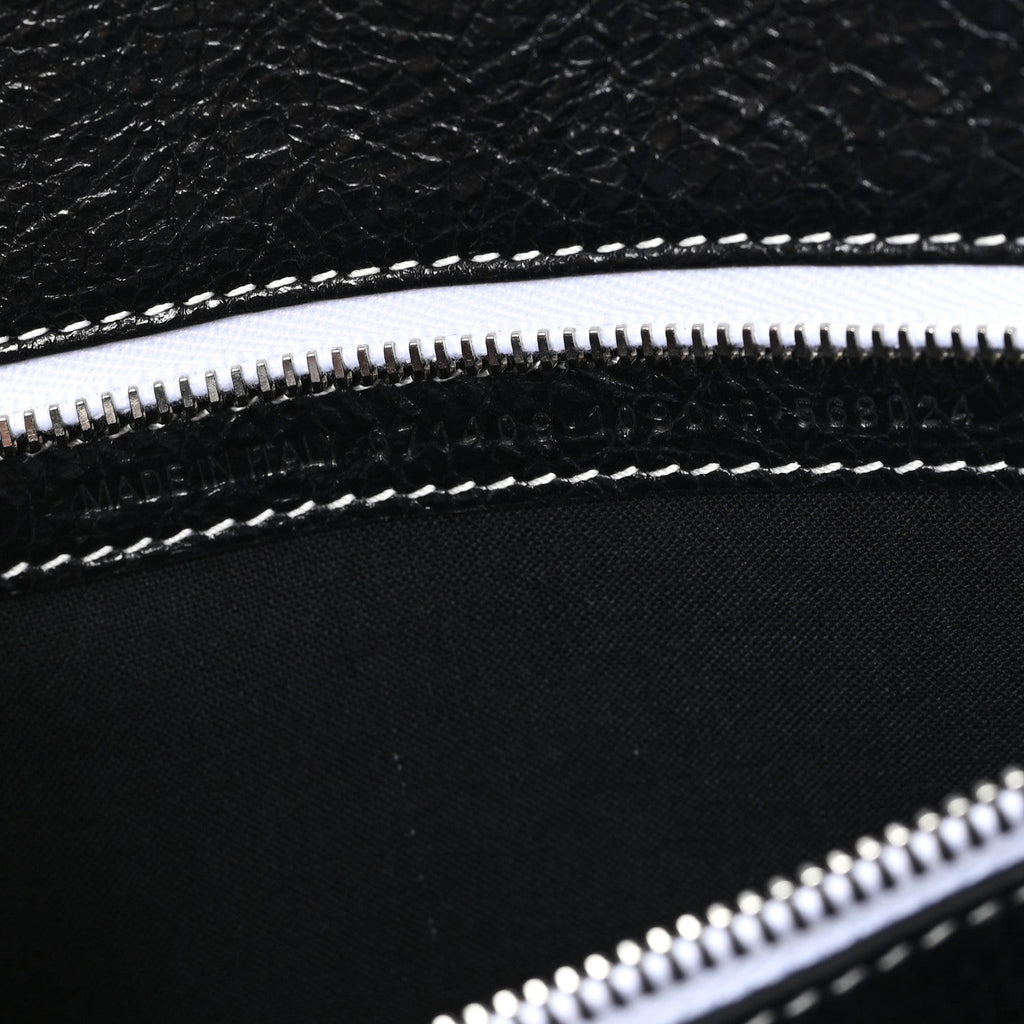 Agneau Arena Striped Patchwork Large Barbes East West Shopper Black White
